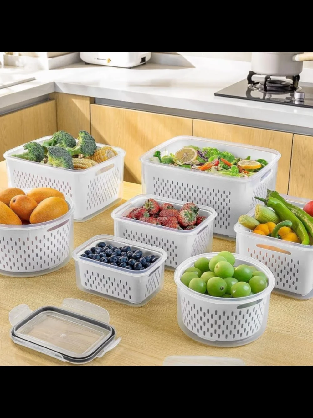 Airtight White Food Storage Containers with Clear Lids 15 Piece Set NIB